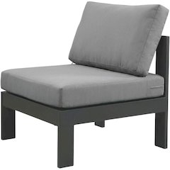 Gray Fabric Outdoor Patio Aluminum Armless Chair With Contemporary Style