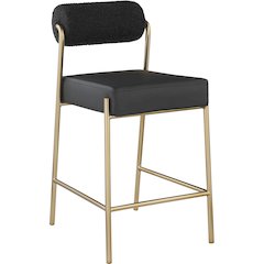 Carly Black Vegan Leather Seat / Boucle Fabric Back Counter Stool