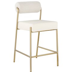 Carly Cream Vegan Leather Seat / Boucle Fabric Back Counter Stool