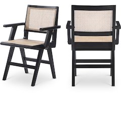 Preston Black Wood Dining Arm Chair, Set of 2