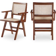 Preston Walnut Wood Dining Arm Chair, Set of 2
