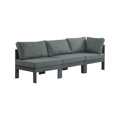 Gray Fabric Outdoor Patio Modular Sofa, Contemporary Style, Cushioned Seating