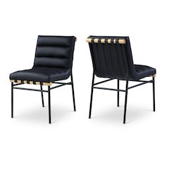 Burke Black Vegan Leather Dining Chair, Set of 2