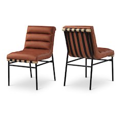 Burke Cognac Vegan Leather Dining Chair, Set of 2