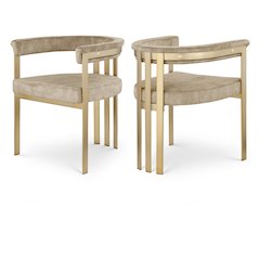 Marcello Beige Velvet Dining Chair, Set of 2