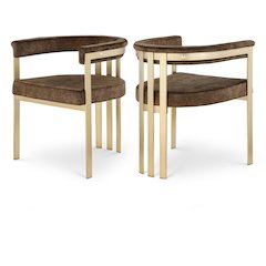 Marcello Brown Velvet Dining Chair, Set of 2