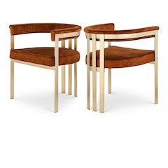 Marcello Cognac Velvet Dining Chair, Set of 2