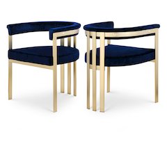Marcello Navy Velvet Dining Chair, Set of 2