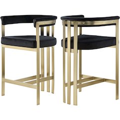 Marcello Black Velvet Counter Stool, Set of 2
