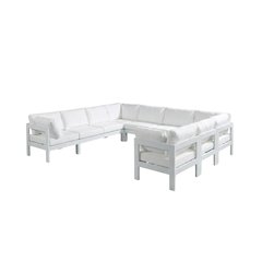 White Fabric Outdoor Patio Sectional, Contemporary Style, Comfortable Backrest