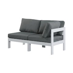 Gray Fabric Outdoor Modular Sofa With Contemporary Style For Patio Lounge