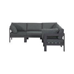 Gray Fabric Outdoor Patio Modular Sectional With Contemporary Style