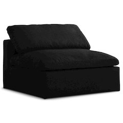 Serene Black Linen Textured Fabric Deluxe Comfort Modular Armless Chair