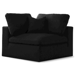Serene Black Linen Textured Fabric Deluxe Comfort Modular Corner Chair