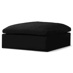 Serene Black Linen Textured Fabric Deluxe Comfort Modular Ottoman