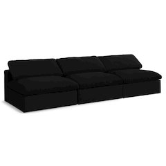 Serene Black Linen Textured Fabric Deluxe Comfort Modular Armless Sofa