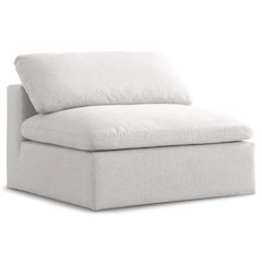 Serene Cream Linen Textured Fabric Deluxe Comfort Modular Armless Chair