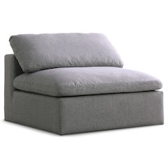 Serene Grey Linen Textured Fabric Deluxe Comfort Modular Armless Chair