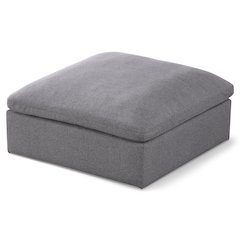 Serene Grey Linen Textured Fabric Deluxe Comfort Modular Ottoman