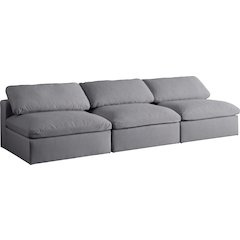 Serene Grey Linen Textured Fabric Deluxe Comfort Modular Armless Sofa