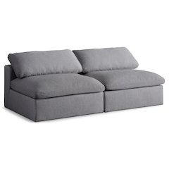 Serene Grey Linen Textured Fabric Deluxe Comfort Modular Armless Sofa