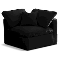 Plush Black Velvet Standard Comfort Modular Corner Chair