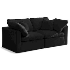Plush Black Velvet Standard Comfort Modular Sofa