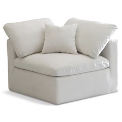 Plush Cream Velvet Standard Comfort Modular Corner Chair