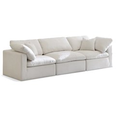 Plush Cream Velvet Standard Comfort Modular Sofa