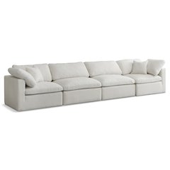 Plush Cream Velvet Standard Comfort Modular Sofa