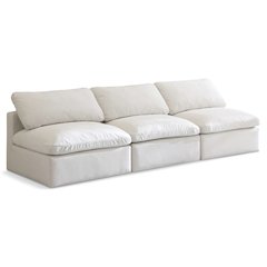 Plush Cream Velvet Standard Comfort Modular Sofa