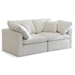 Plush Cream Velvet Standard Comfort Modular Sofa