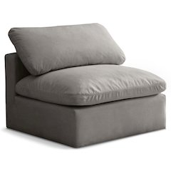 Plush Grey Velvet Standard Comfort Modular Armless Chair