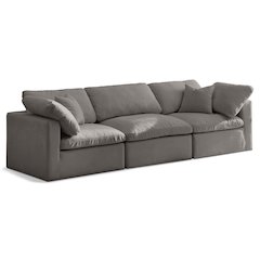 Plush Grey Velvet Standard Comfort Modular Sofa