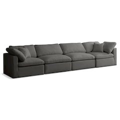 Plush Grey Velvet Standard Comfort Modular Sofa
