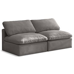 Plush Grey Velvet Standard Comfort Modular Sofa