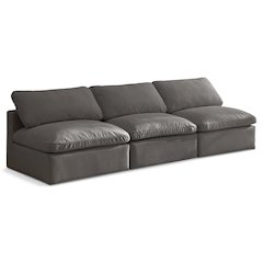 Plush Grey Velvet Standard Comfort Modular Sofa