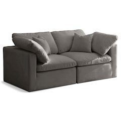 Plush Grey Velvet Standard Comfort Modular Sofa