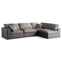 Plush Grey Velvet Standard Comfort Modular Sectional