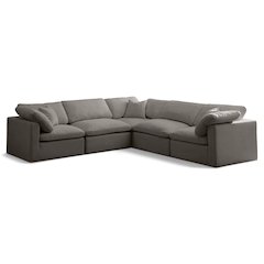 Plush Grey Velvet Standard Comfort Modular Sectional
