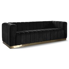 Marlon Black Velvet Sofa