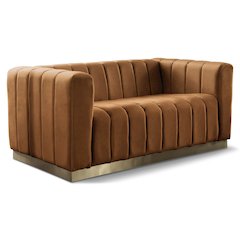 Marlon Saddle Velvet Loveseat
