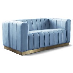 Marlon Sky Blue Velvet Loveseat