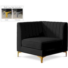 Alina Black Velvet Corner Chair