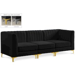 Alina Black Velvet Modular Sofa