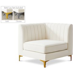 Alina Cream Velvet Corner Chair