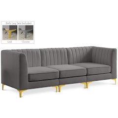 Alina Grey Velvet Modular Sofa