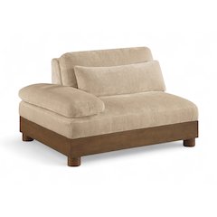 Turin Beige Chenille Fabric Upholstered Modular Left Arm Chair