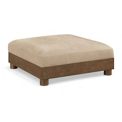 Turin Beige Chenille Fabric Upholstered Modular Ottoman