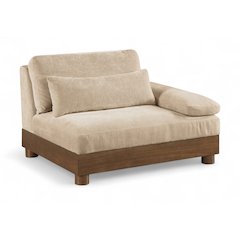 Turin Beige Chenille Fabric Upholstered Modular Right Arm Chair